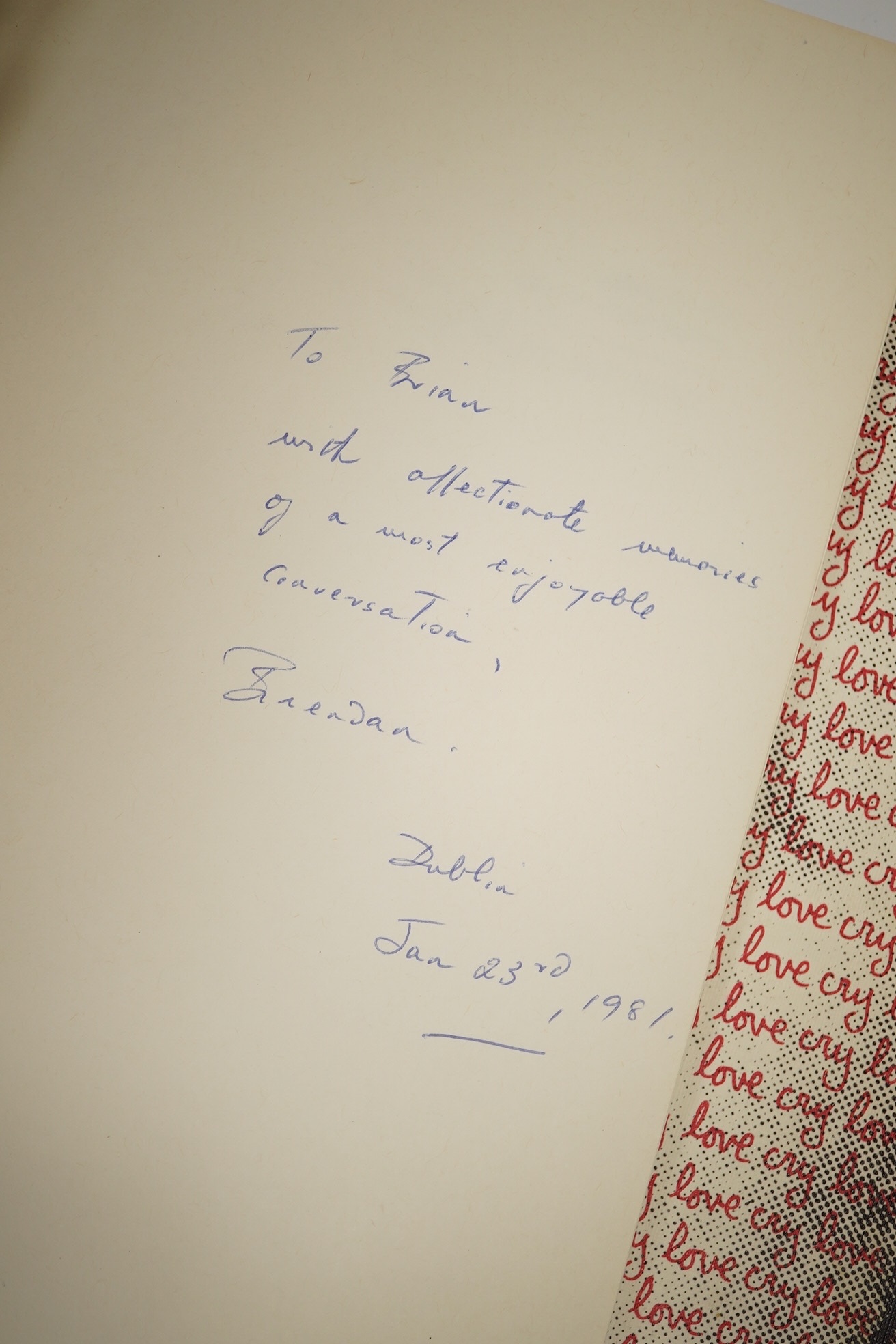 Kennelly, Brendan - The Boats Are Home. 1st edition. printed wrappers. Dublin: The Gallery Press, 1980. * with a contemporary 3 line inscription by the author to the famed Radio 2 d/j. Brian Mathew (host of, amongst othe